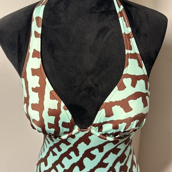 Victoria’s Secret aqua brown halter tankini top Sz‎ 34 B - Picture 2 of 6